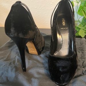 Fendi Black Velvet Heels